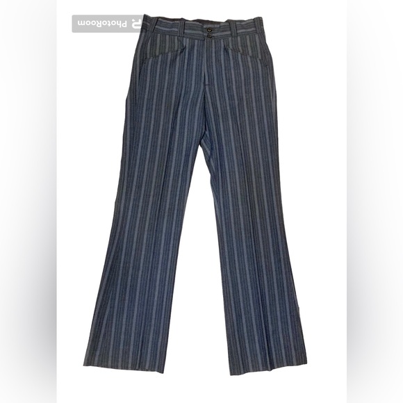 VINTAGE 1970s Mens Blue Striped LEWIS Flared Pants 31x30 - Picture 1 of 4